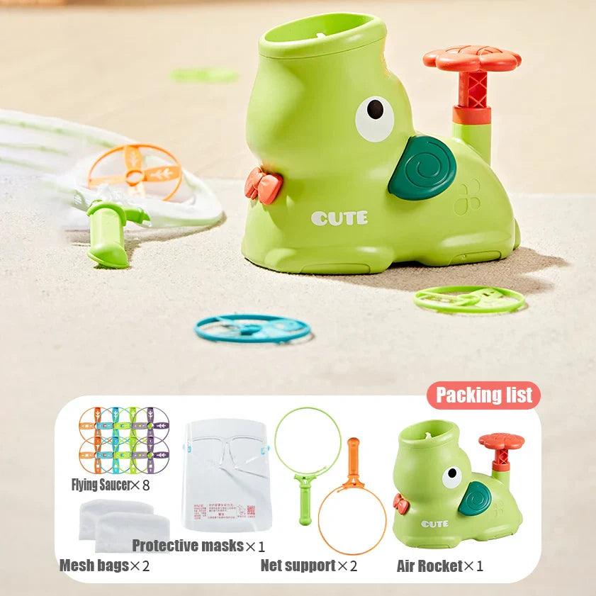 Air-Powered Rocket Disc Launcher Toy Set